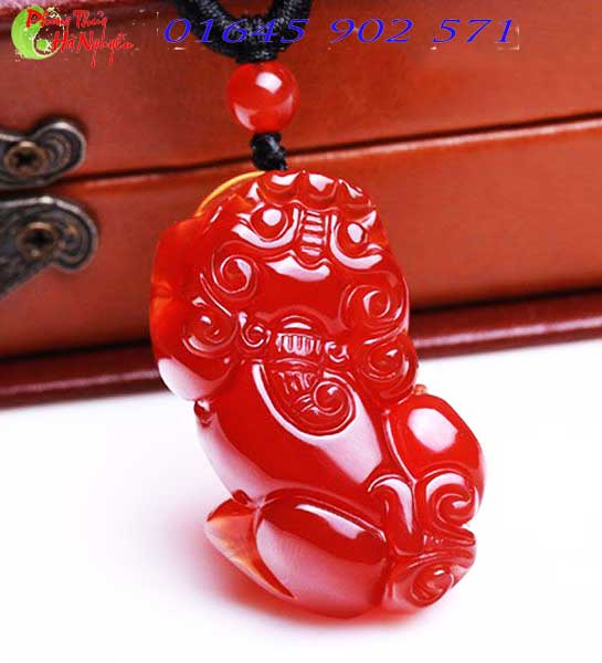 đá quý hà nguyễn - mặt dây chuyền tỳ hưu đá mã não đỏ
